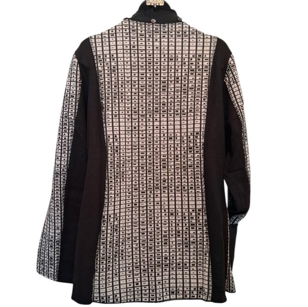 NEW! Parsley & Sage XL  Black and White Patterned Long Sweater / Cardigan 4122 - Picture 3 of 8